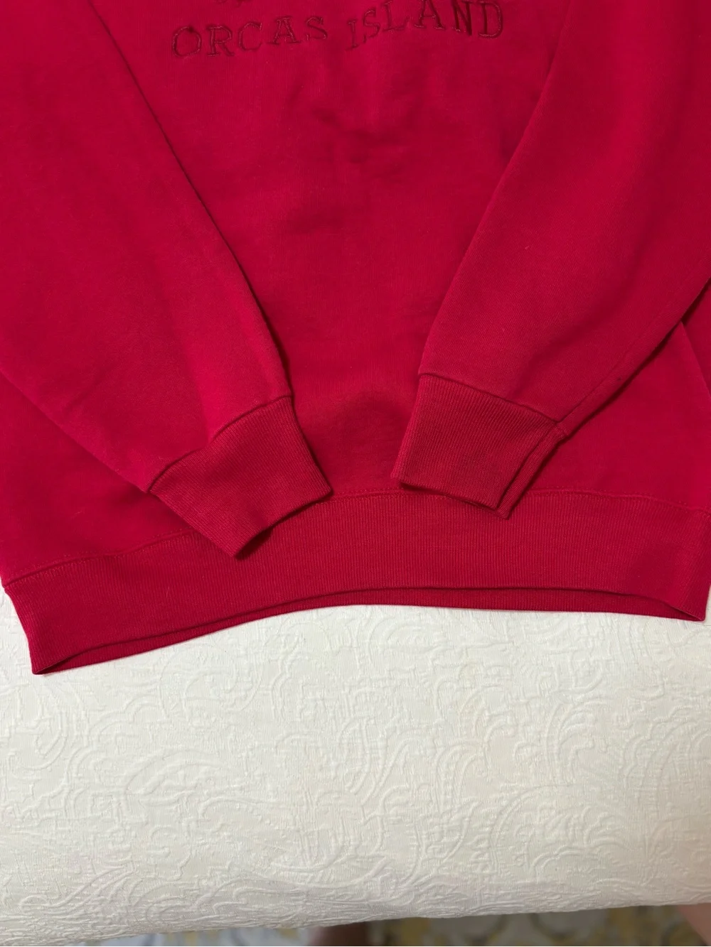 Vintage 90s Lee Heavyweight Red Orcas Island Whale Crewneck Sweatshirt